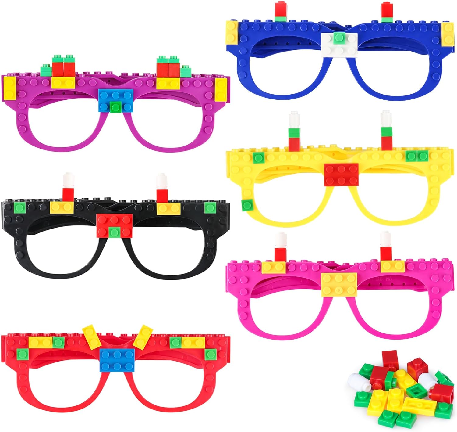 6 Pcs DIY Building Bricks Glasses for Kids