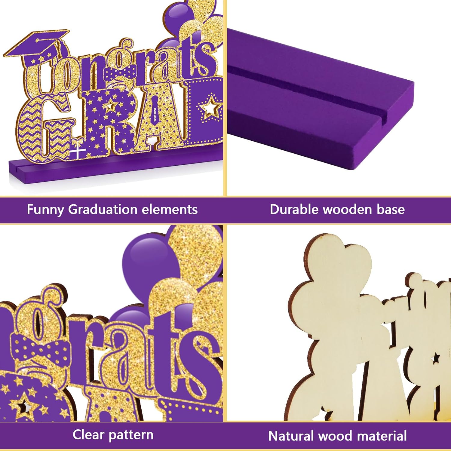 4 Piece Wooden Class of 2025 Graduation Centerpieces