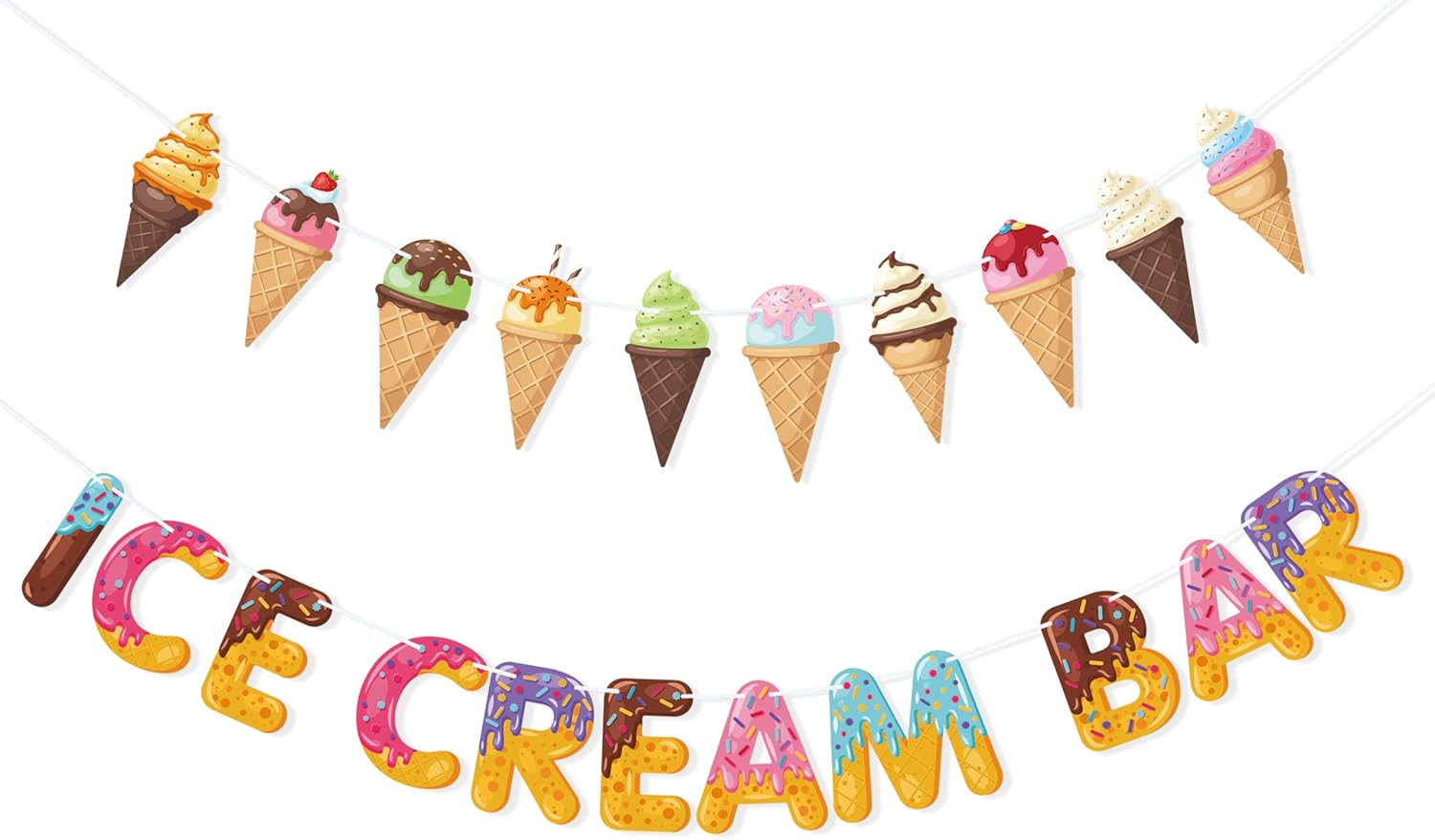 Ice Cream Bar Banner Garland Party Decor