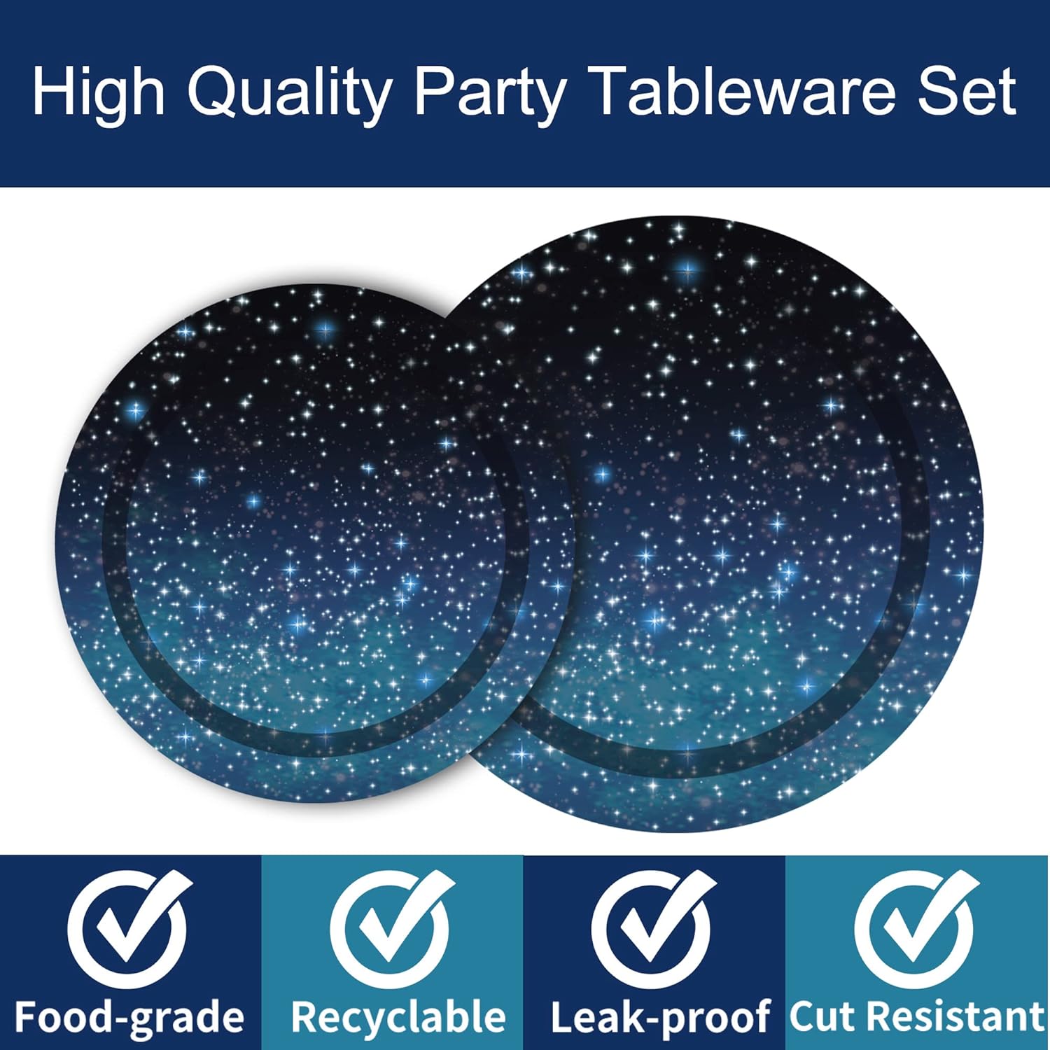 96 Pcs Galaxy Party Tableware Set for 24 Guests