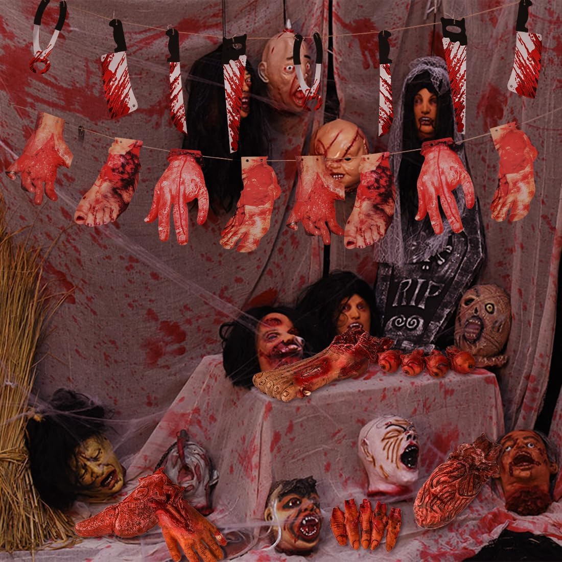 Halloween Blood Weapon Garland Props 6pcs Body Parts