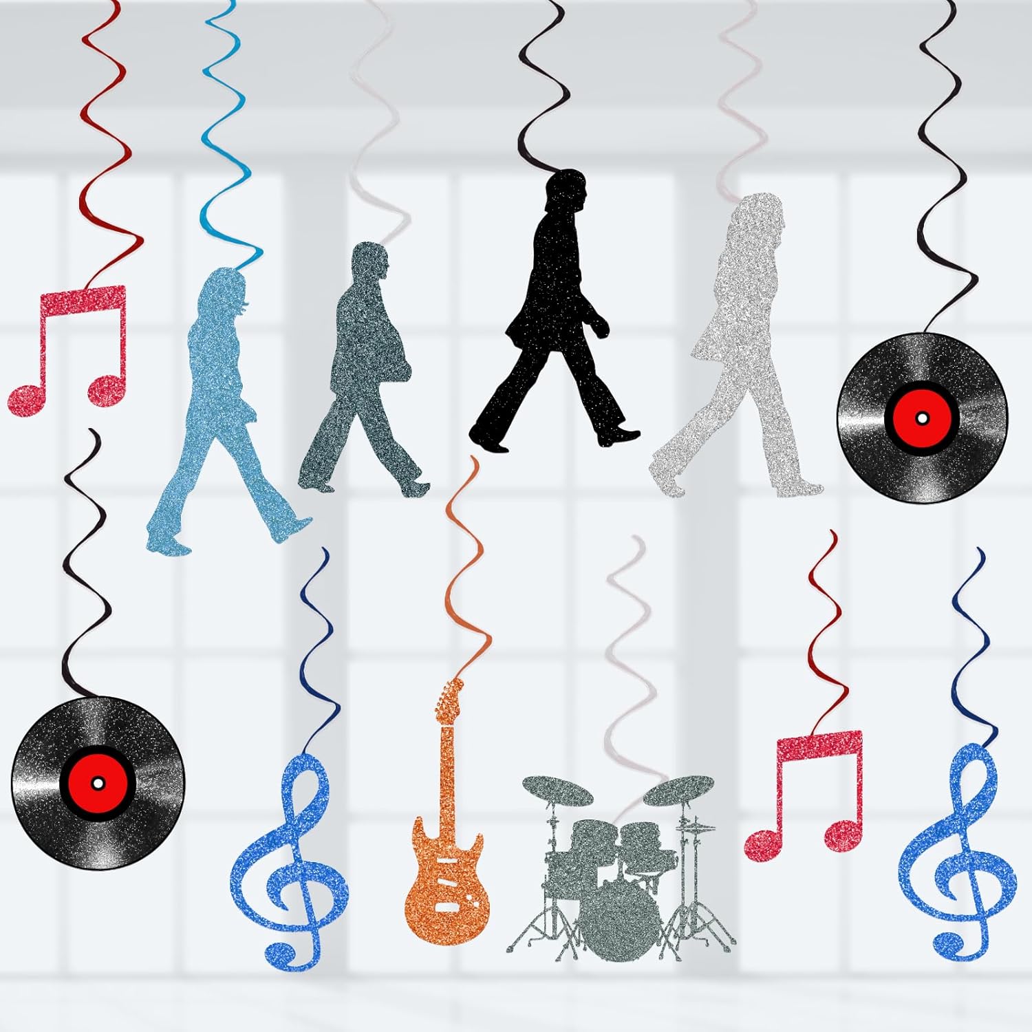 ZNVALE 60s Retro Rock Streamer Ceiling Decor 24Pcs Set