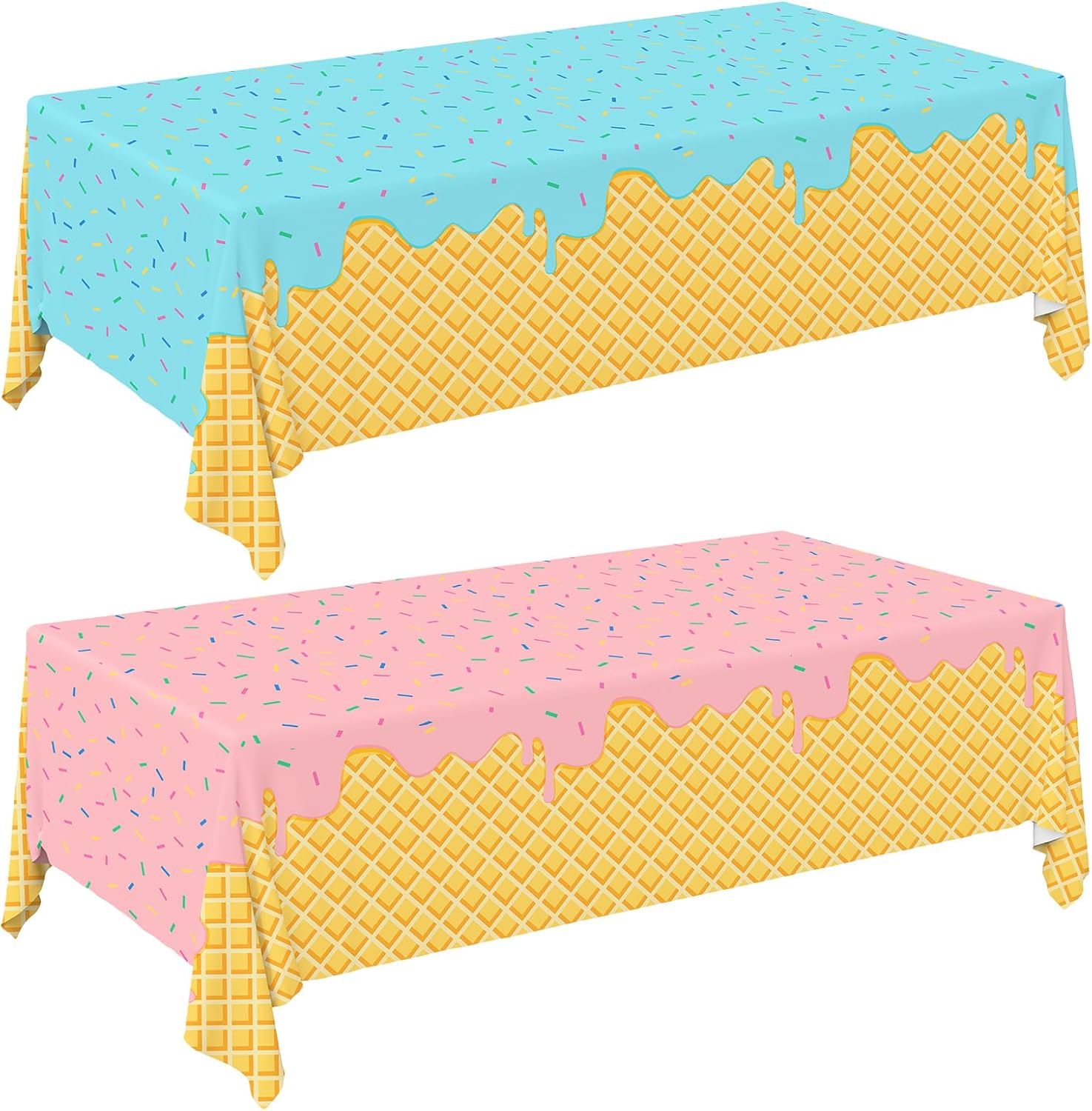 Gatherfun Ice Cream Tablecloth 2-Pack for Birthday Parties