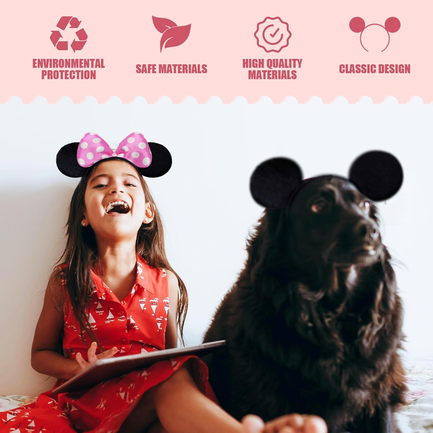 Septo 10 Pack Mouse Ears Headbands Party Decor