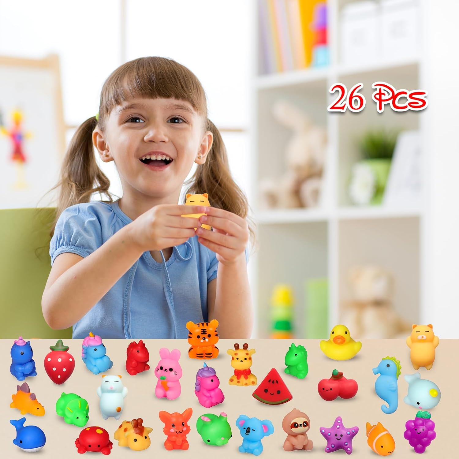Nobasco 26 Pack Squishie Mochi Toys - Kawaii Cat Stress Relievers