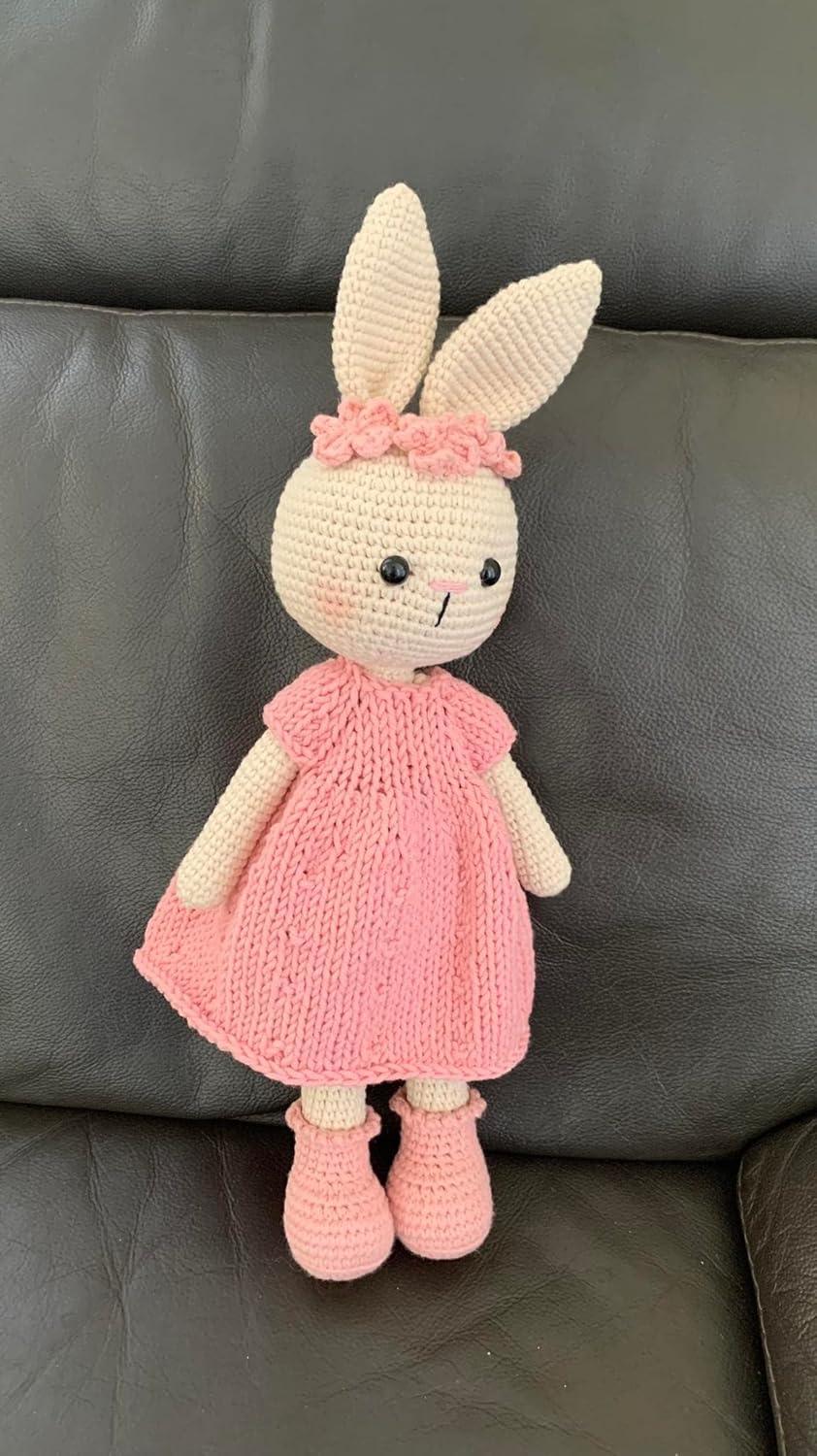 Bunny Girl Pink Dress Handmade Crochet Plushie Doll
