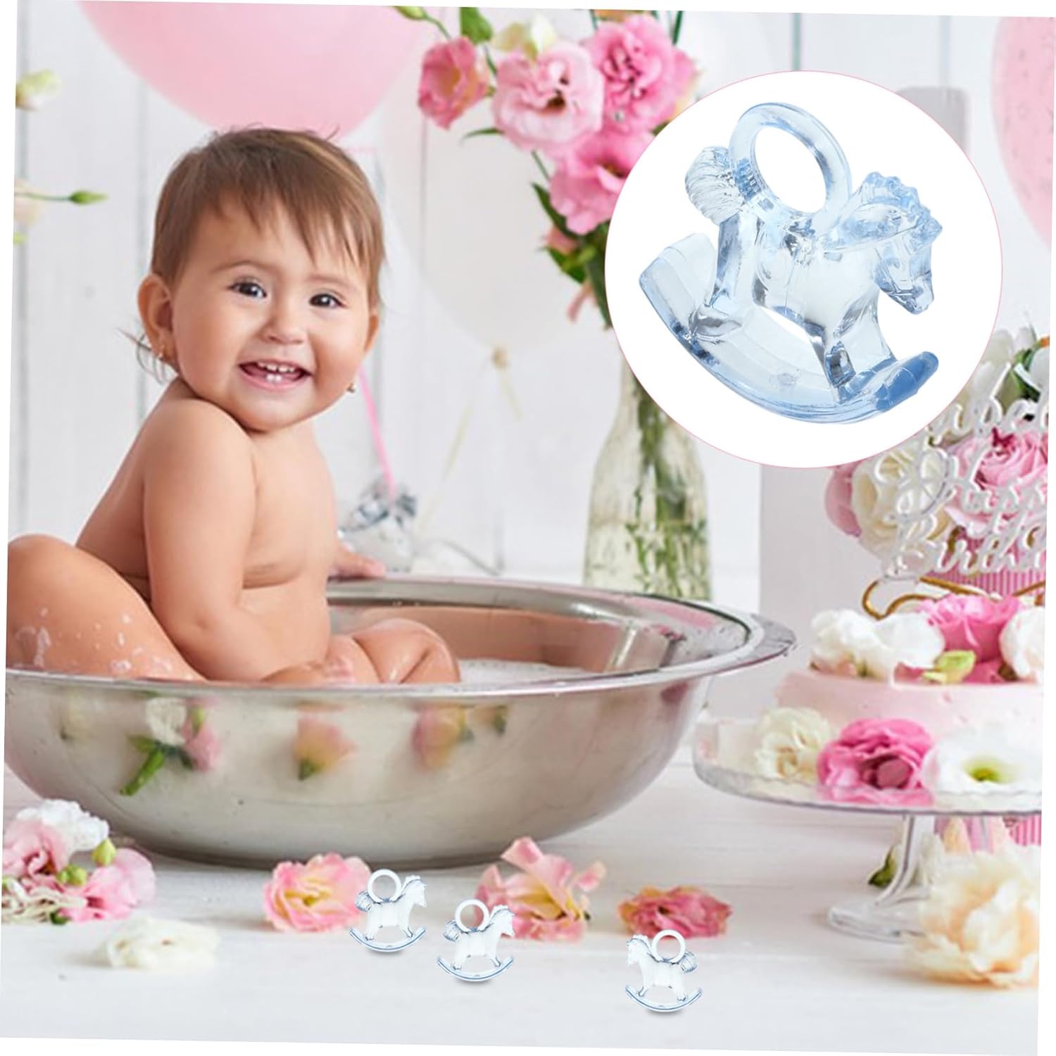 Totority 48pcs Rocking Horse Acrylic Shower Decorations