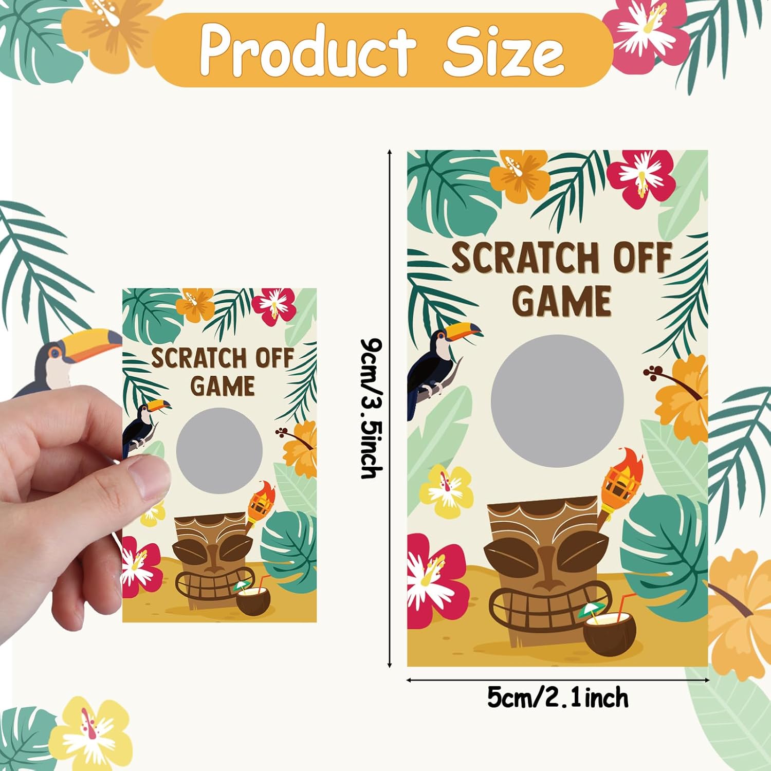 60 Piece Summer Scratch Off Cards for Luau Party Games