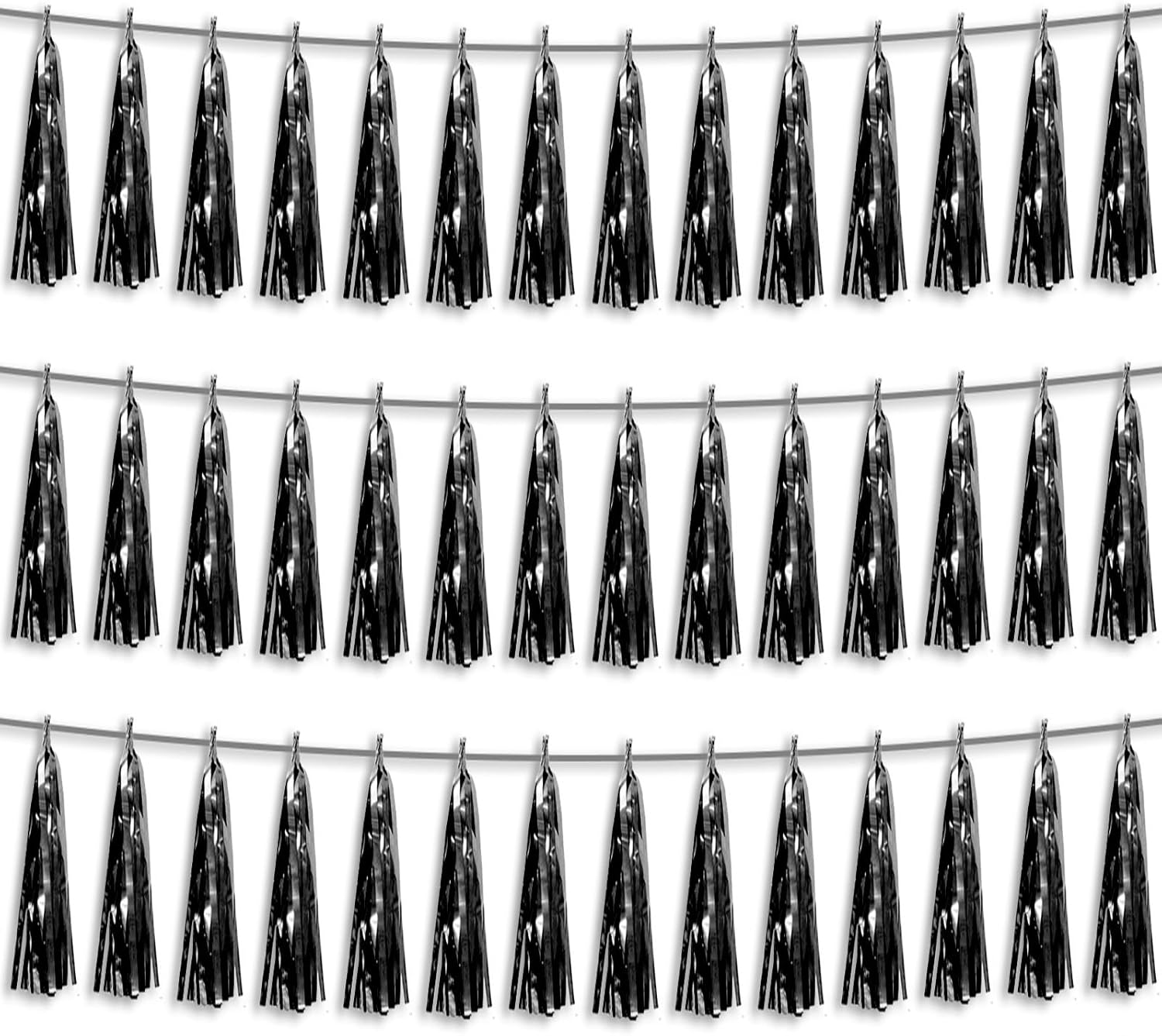 3P Black Foil Tassel Streamers Garland for Parties and Events