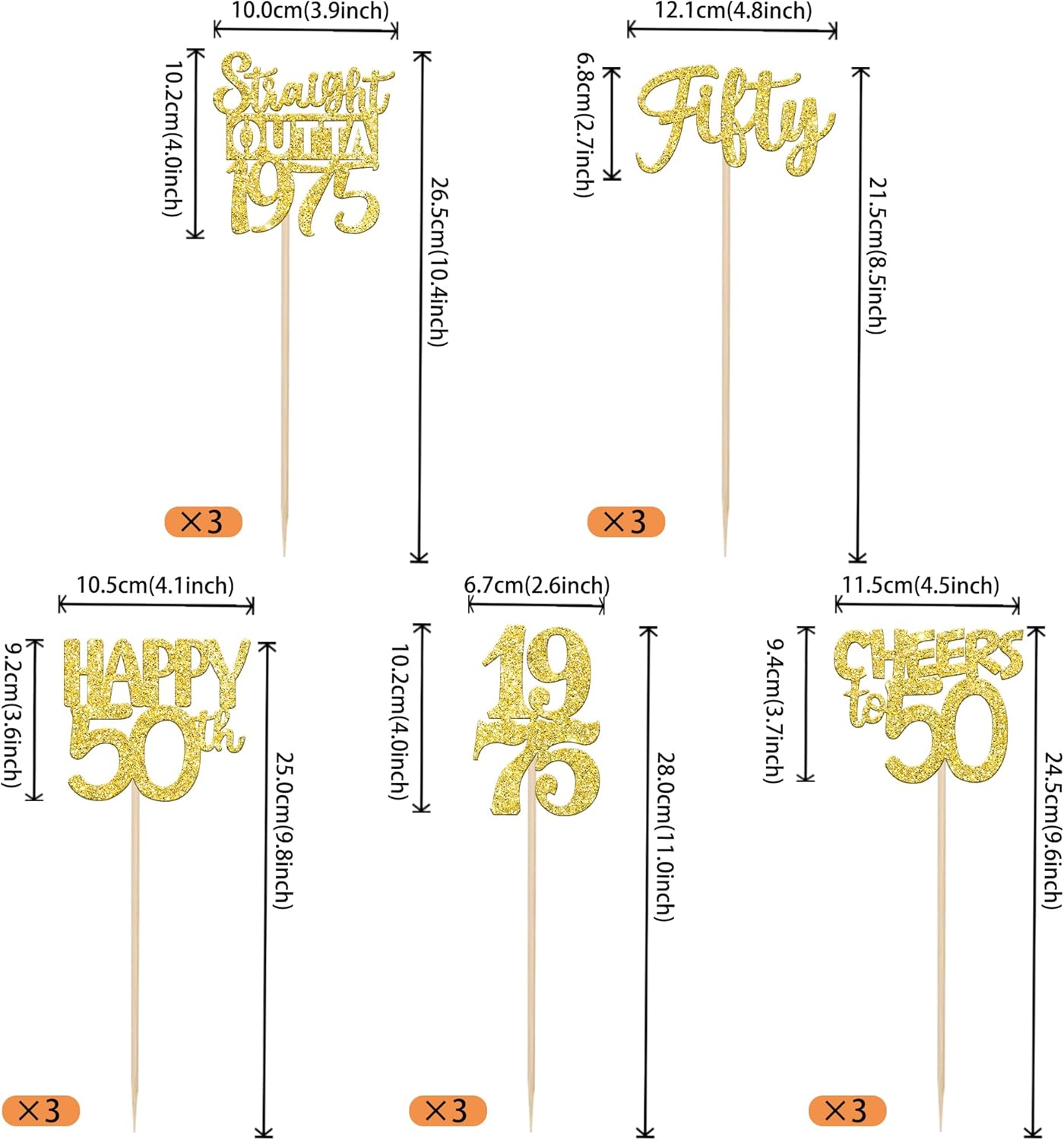 50th Birthday Centerpieces Sticks Gold Decorations