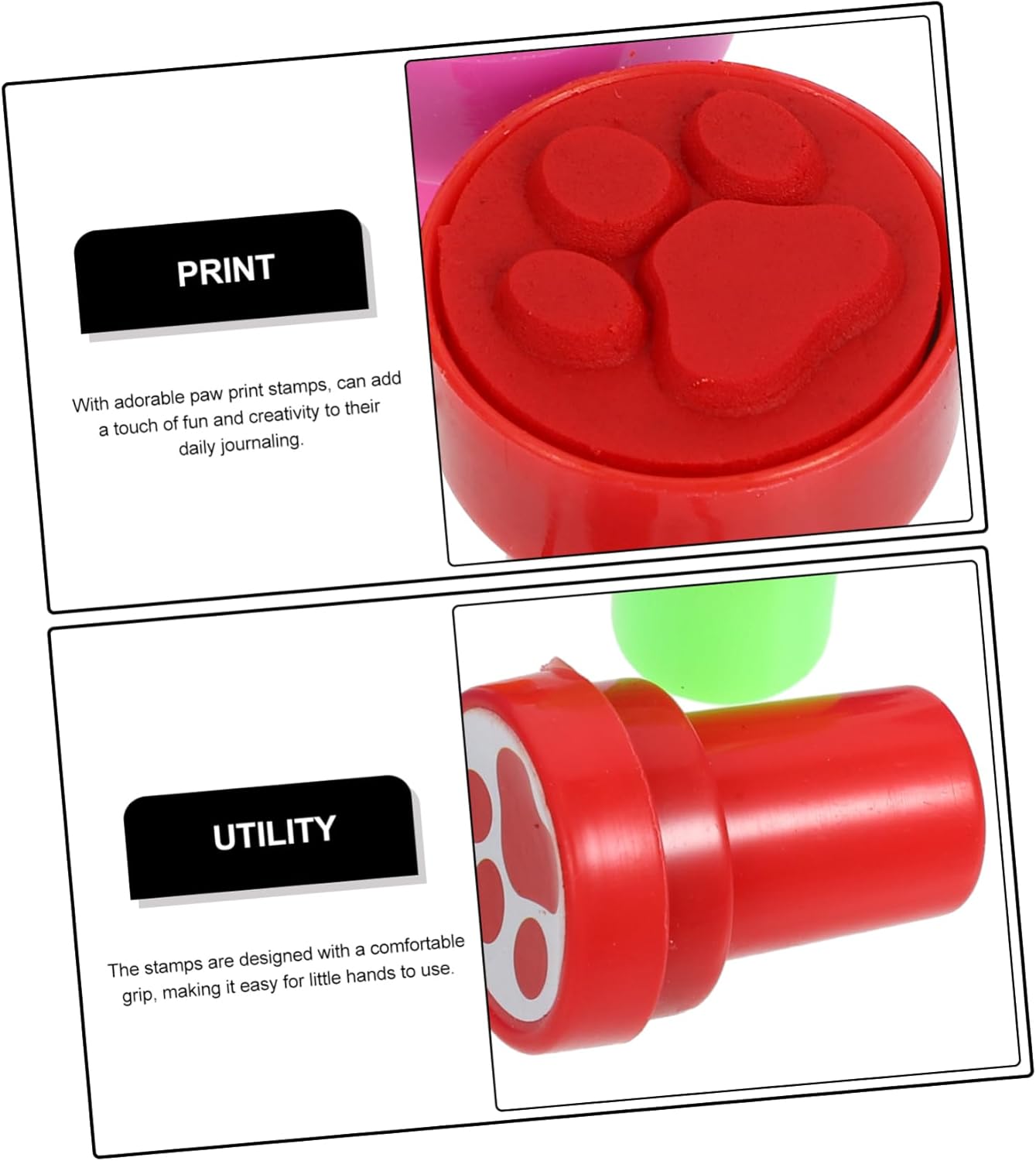 12Pcs Cute Paw Print Stamps for Crafts Journaling and Party Favors