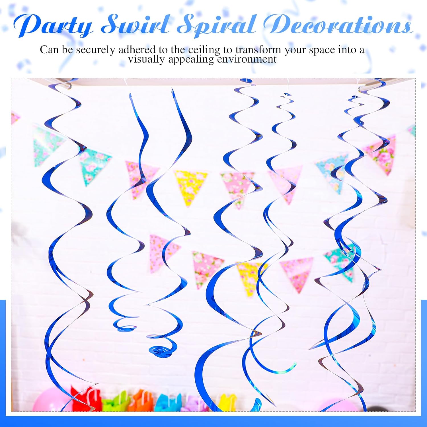 36 Pcs Hanging Swirl Streamers Blue Decorations