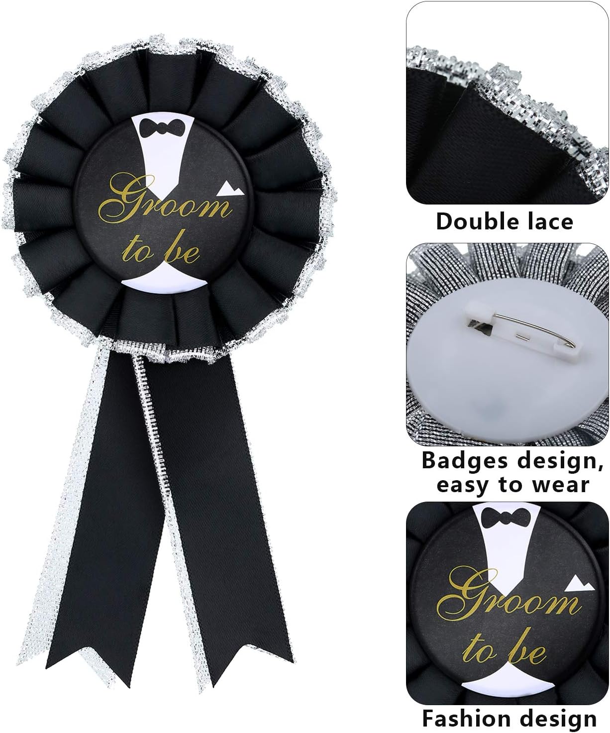 WILLBOND 2 Piece Groom Sash and Badge Set