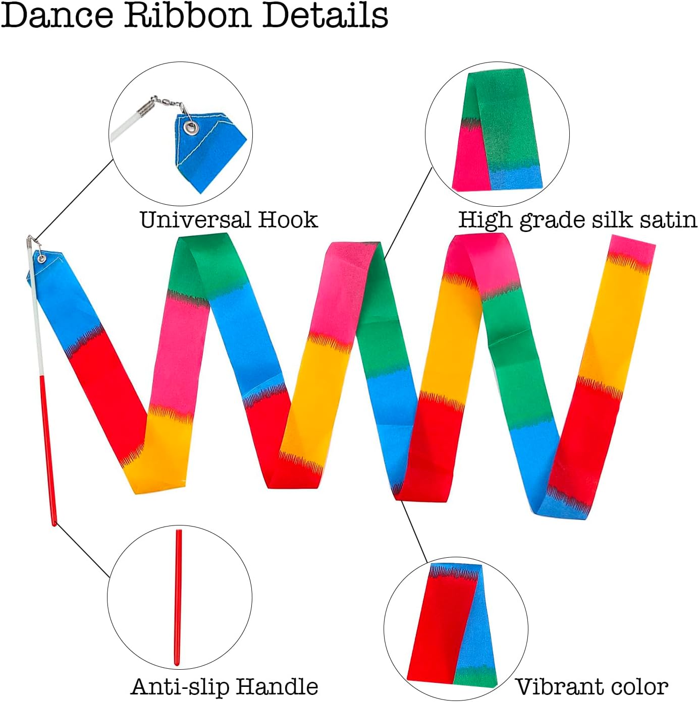 20Pack Rainbow Ribbon Streamers for Kids Party Supplies