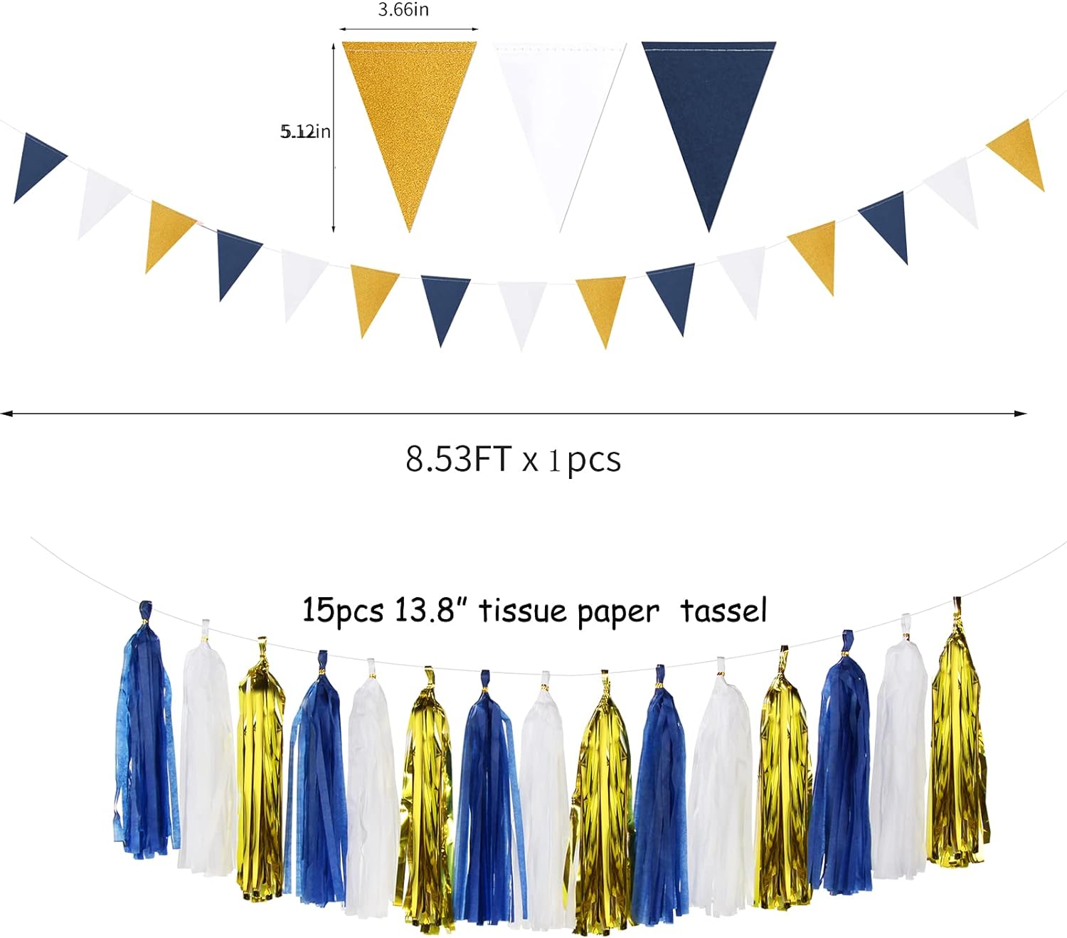 Navy Blue White Gold Party Decoration Kit 23pcs