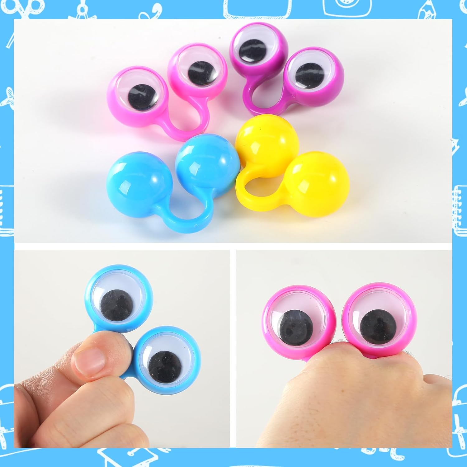 3 Otters 48PCS Eyeball Rings for Kids