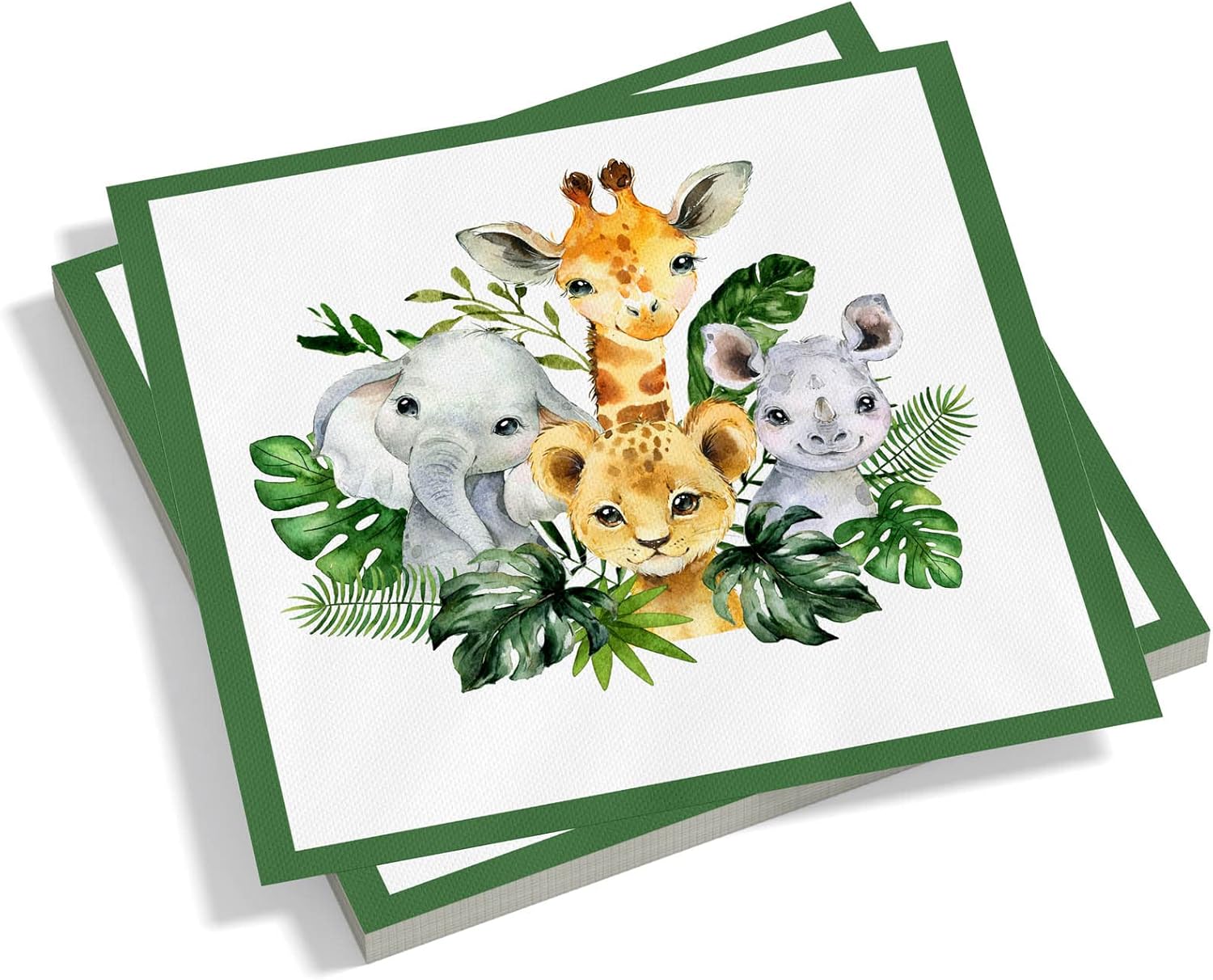 Yuzioey 50 Pcs Safari Napkins Jungle Animals Disposable Tableware