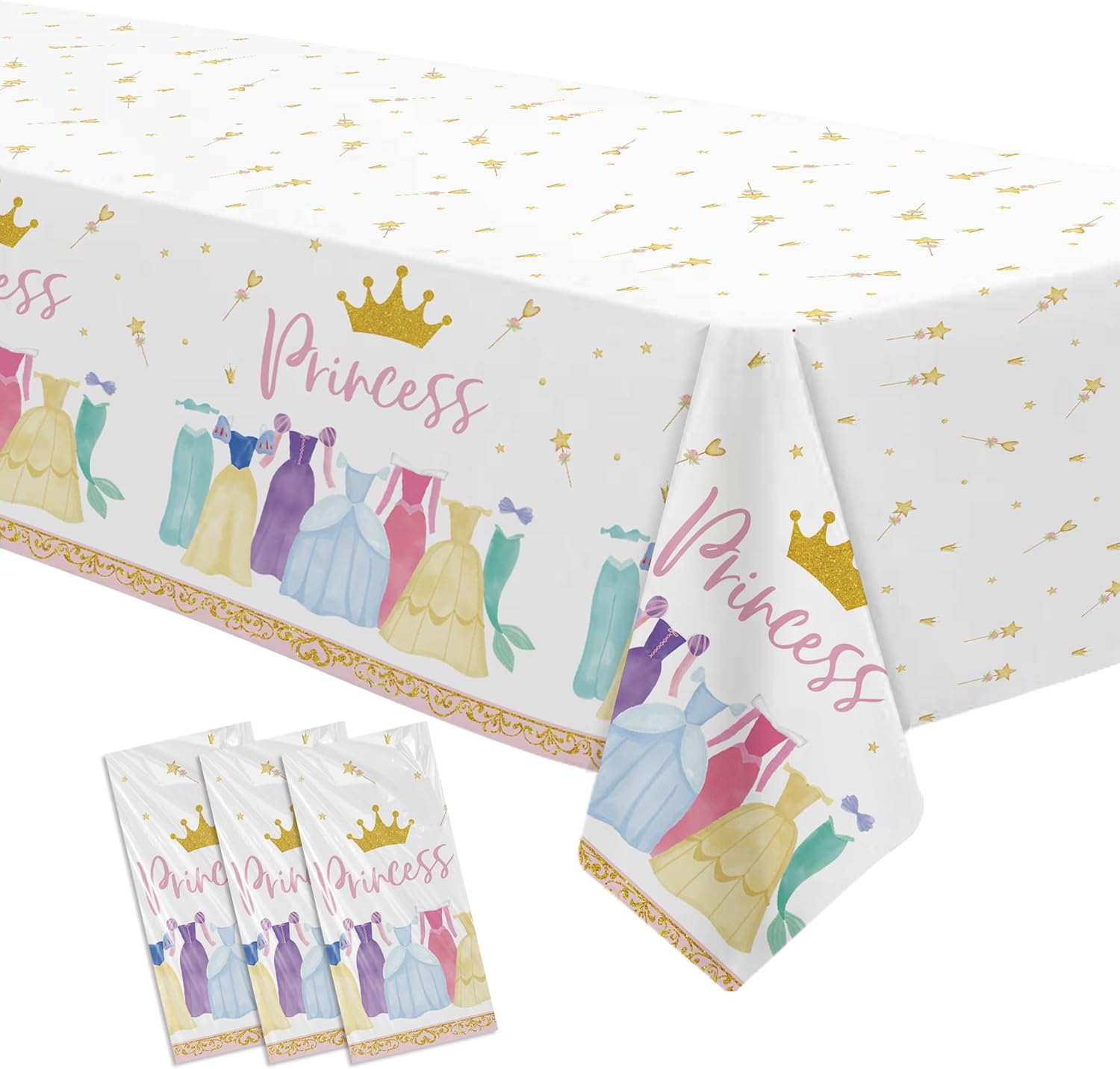 Princess Birthday Party Decorations Tablecloth Set 3 Pack 55x86in