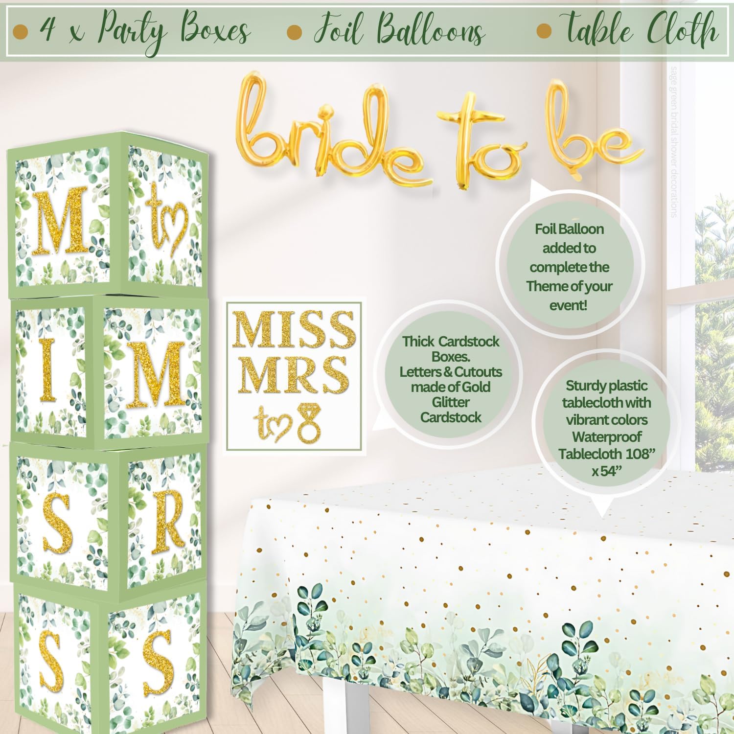 RainMeadow 215 PC Bridal Shower Decorations Olive Sage Green