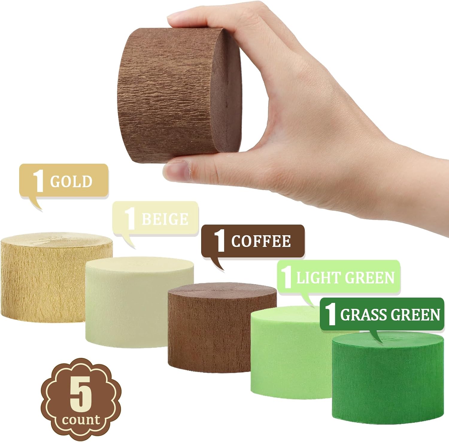 5 Rolls Crepe Paper Streamers for Party Decorations