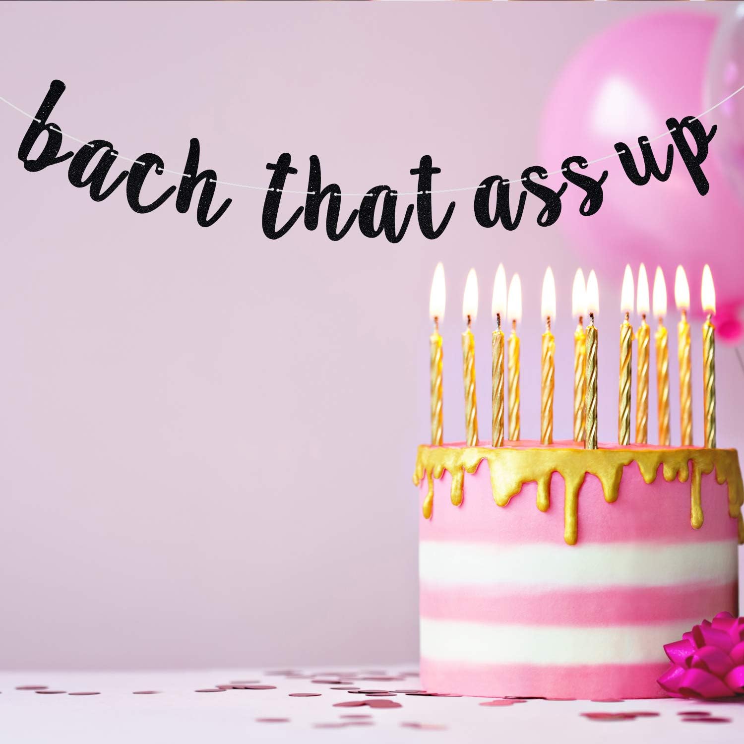Bach That Ass Up Bachelorette Banner Black Glitter