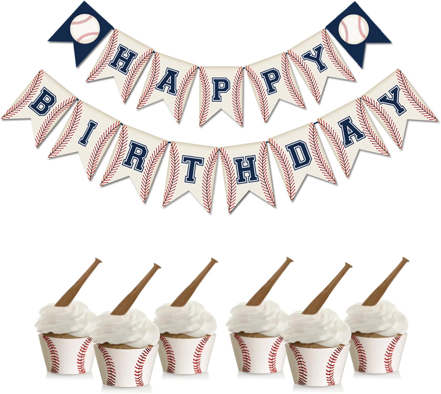Baseball Birthday Banner Set with Thread and Needle