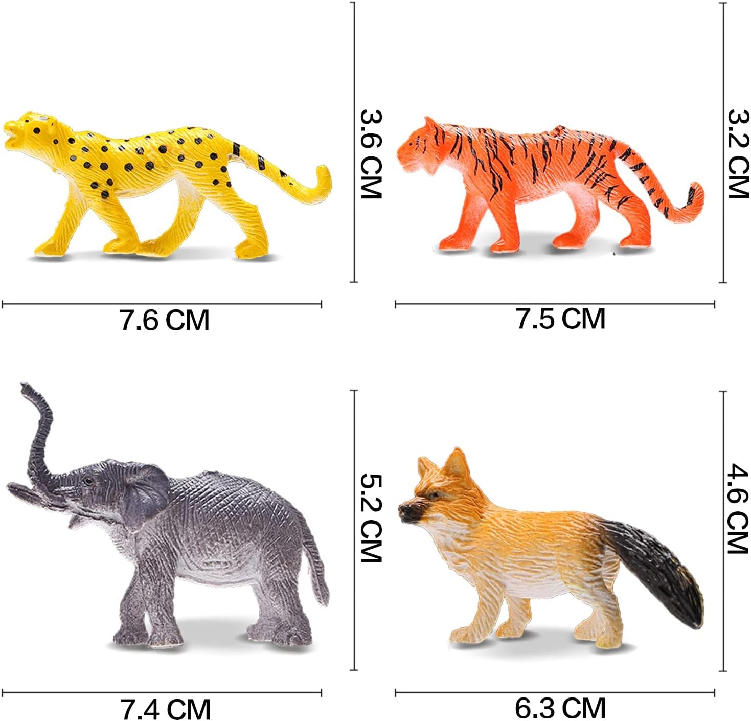 64 Pack Mini Wild Jungle Animal Figures Set for Kids