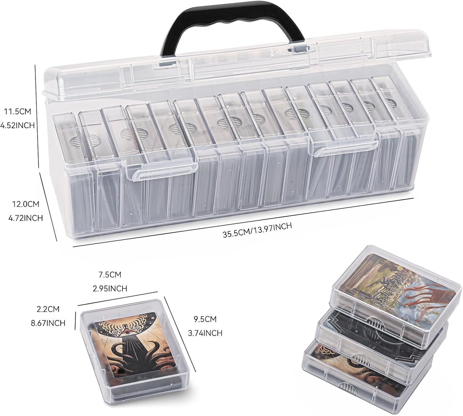 JEPISADI Trading Card Storage Box with 18 Independent Compartments