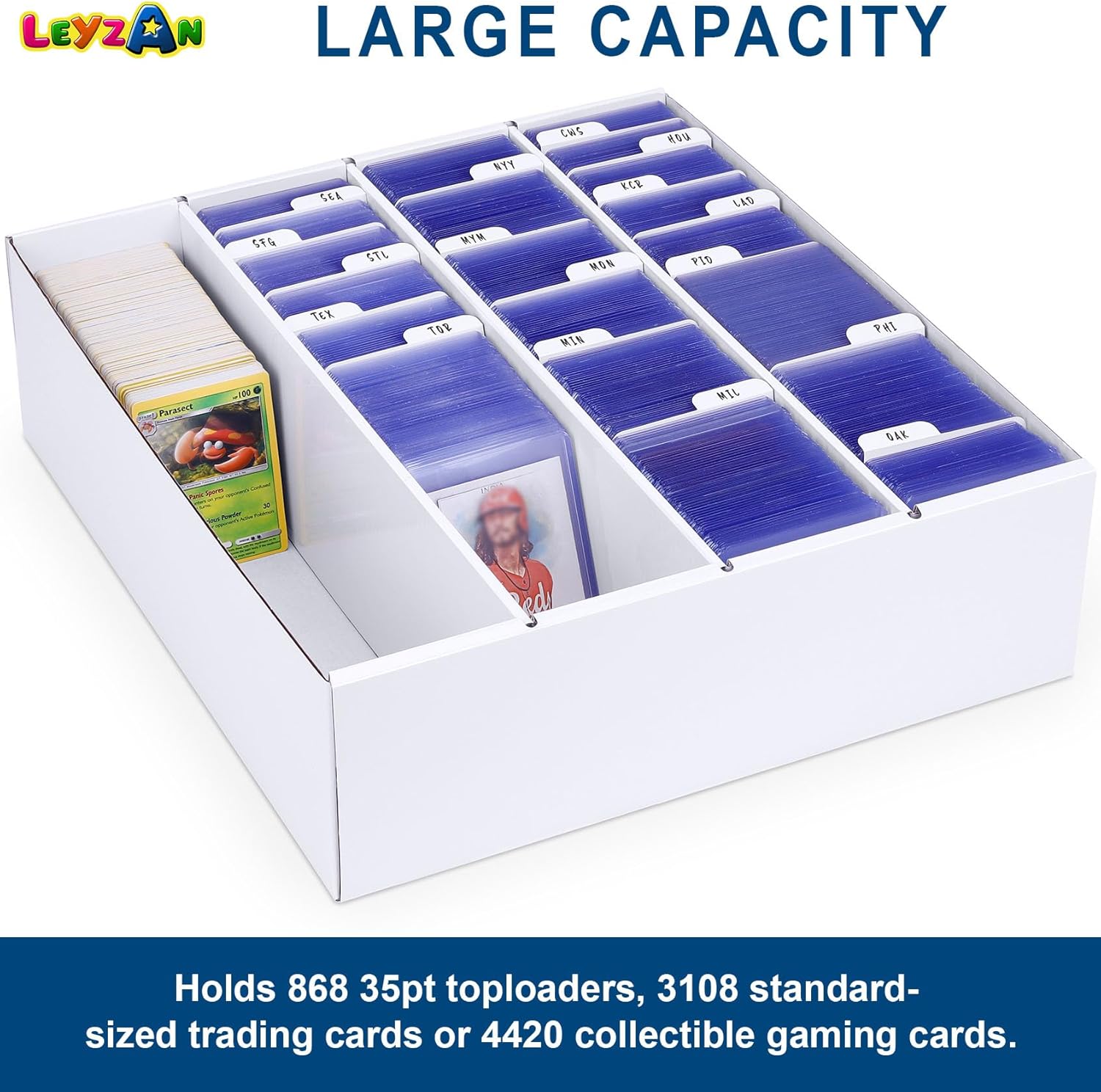 Leyzan Trading Card Storage Box with Dividers 1 Pack