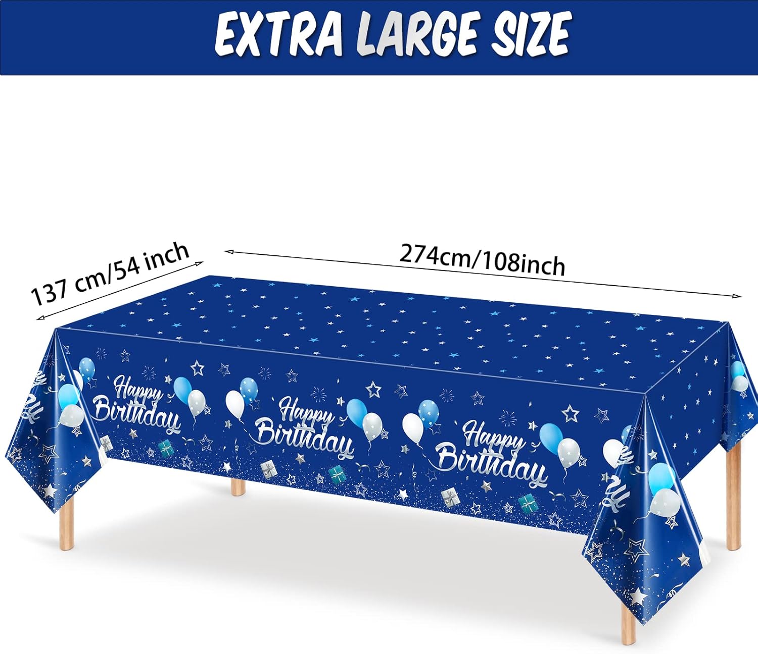 Tegeme Navy Blue Starry Confetti Table Covers - 3 Pack for Birthday Parties