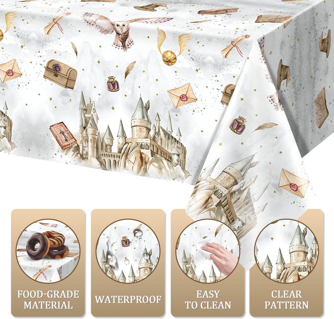 3 Pieces Magical Wizard Party Tablecloth for Boys Girls