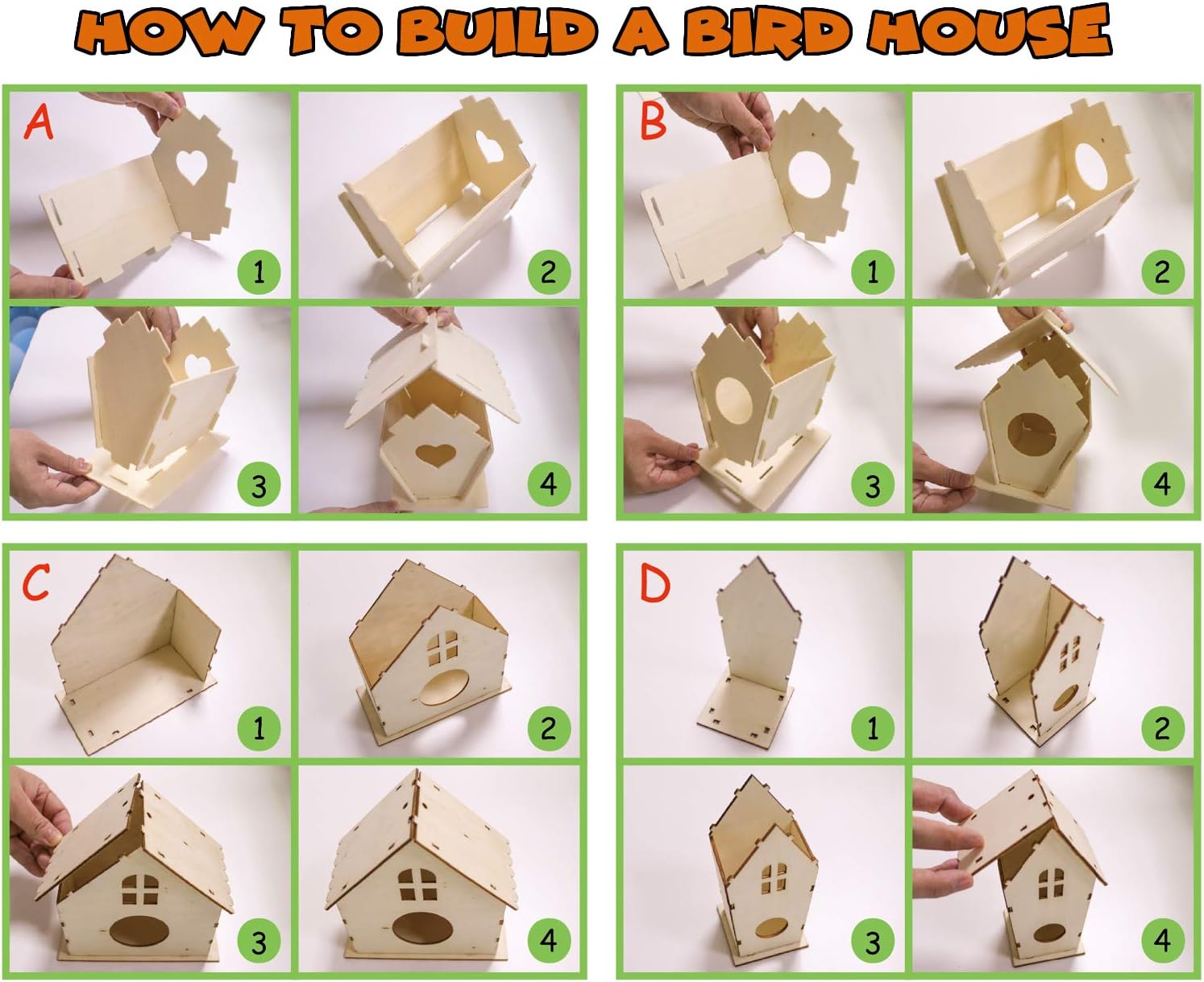 Hapray 4 Pack Bird House Crafts for Kids Ages 5-12
