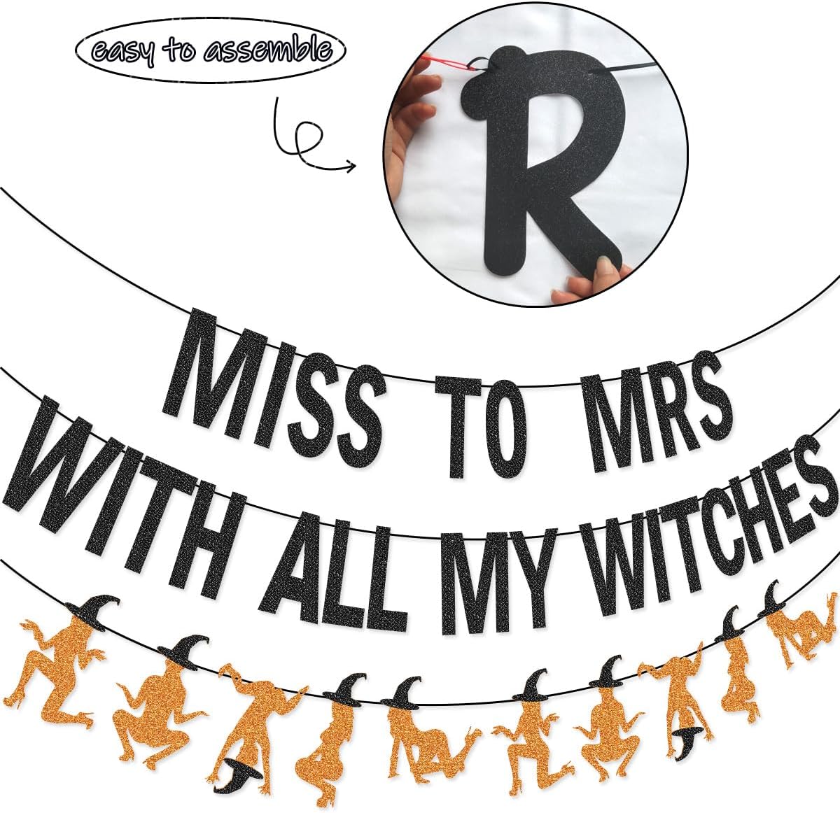 Miss to Mrs with All My Witches Banner Garland
