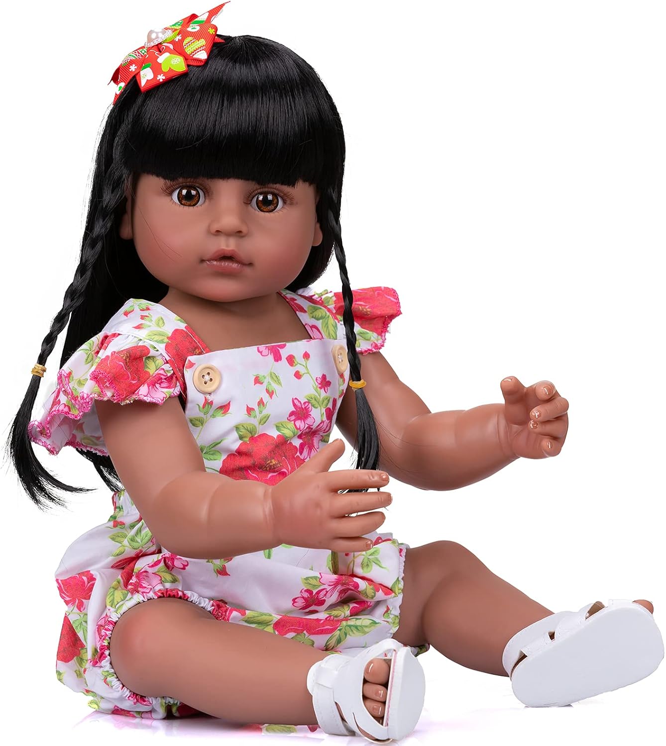 Angelbaby Realistic Black Reborn Baby Doll with Long Hair