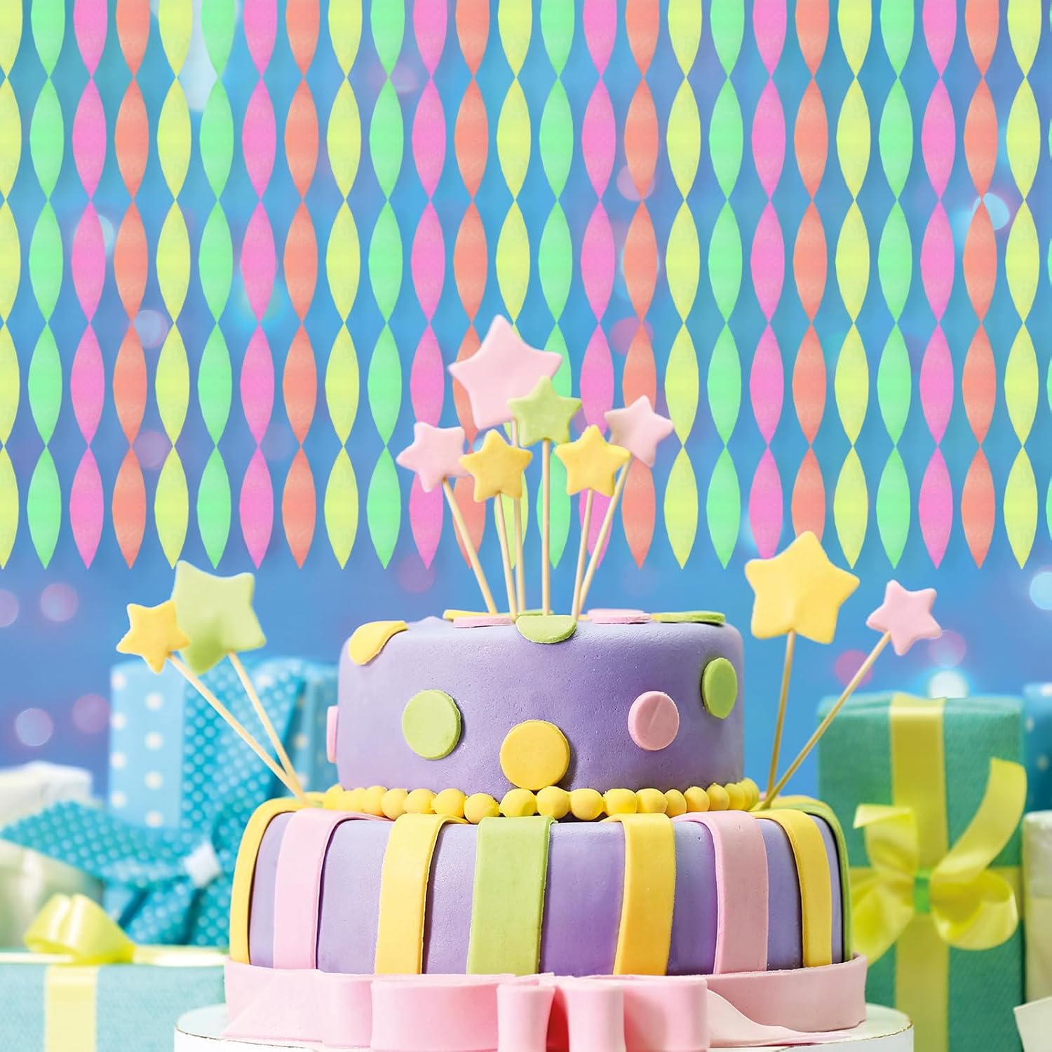 Neon Streamers Glow in The Dark Crepe Paper Set