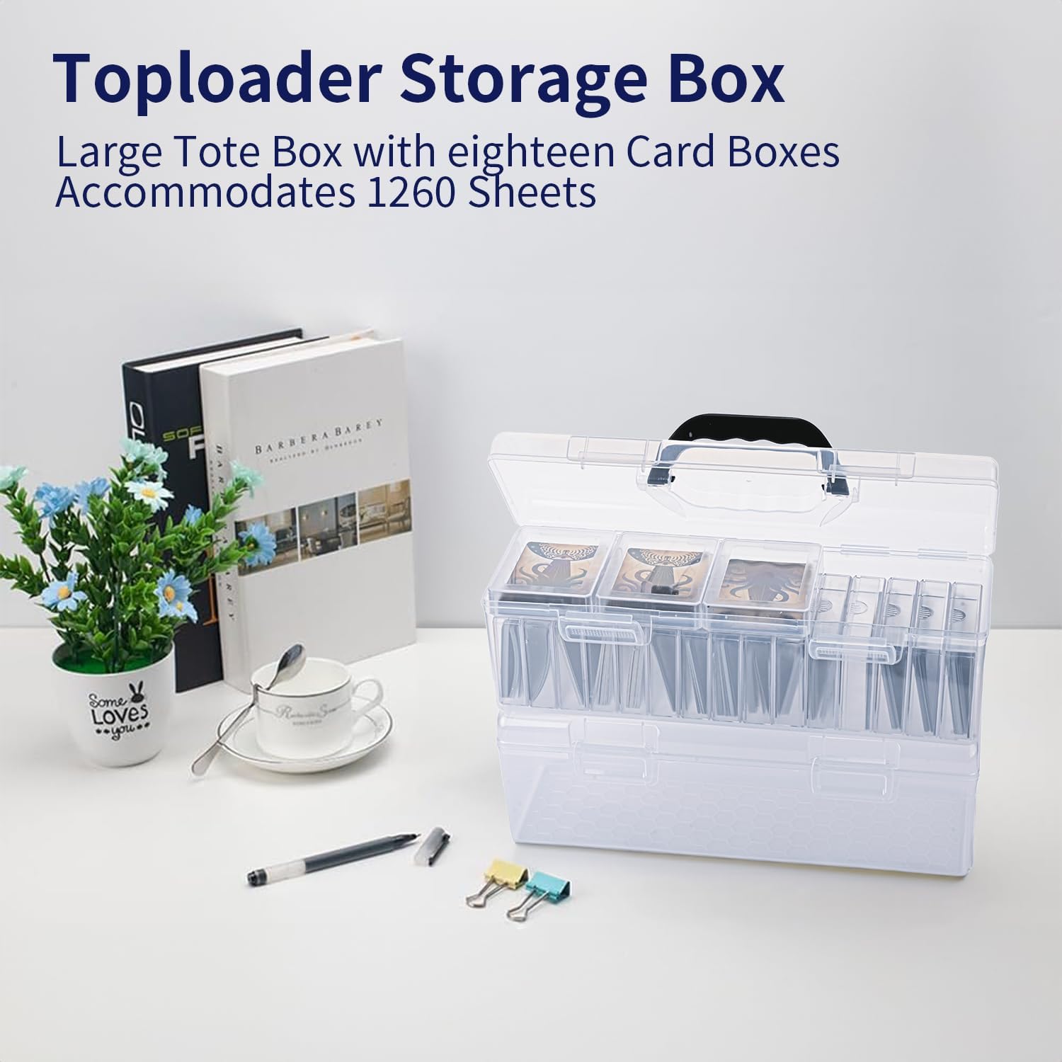 JEPISADI Trading Card Storage Box with 18 Independent Compartments