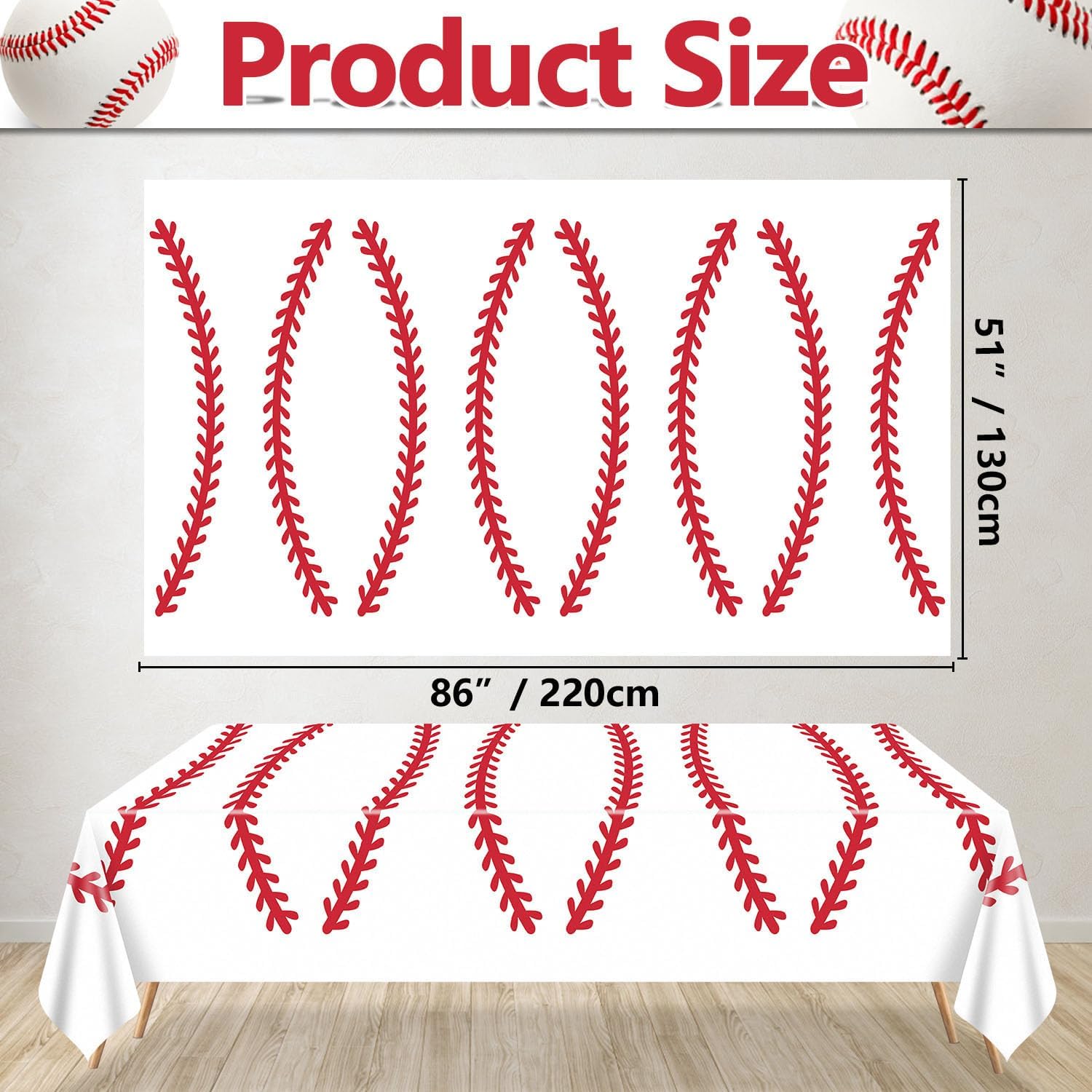 4 Pack Baseball Tablecloths - Rectangular Sports Party Covers for Kids