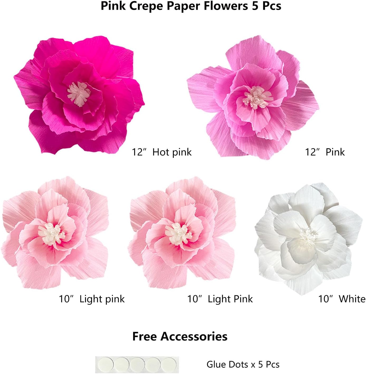 ANSOMO Pink Paper Flowers Artificial Crepe Tissue Wall Decor