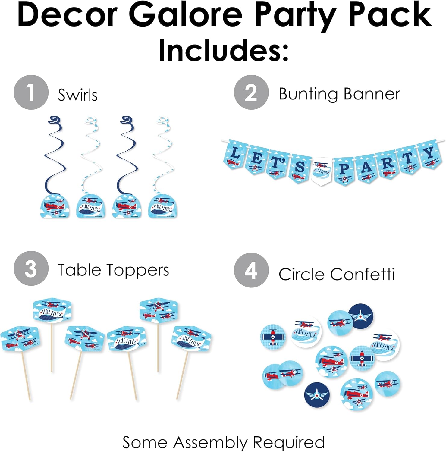 Big Dot of Happiness Airplane Party Decor 51 Pieces Set