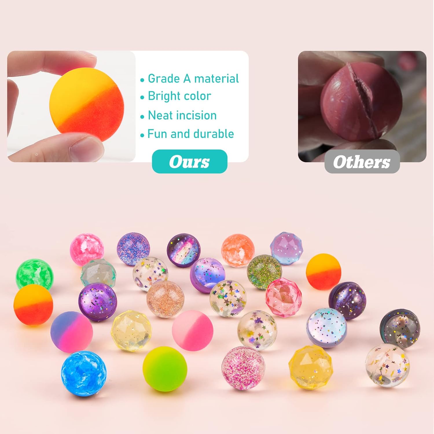 24 Pack Bouncy Balls 32mm 6 Styles Party Favors for Kids