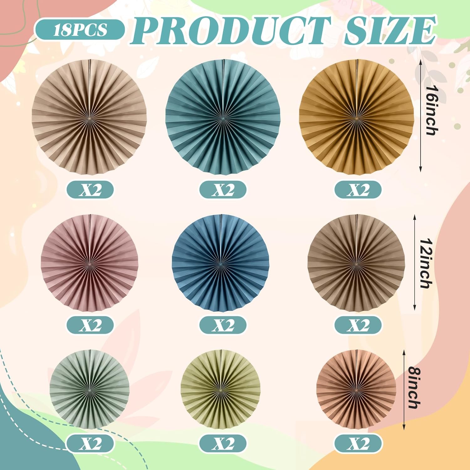 Weekgrat 18 Pcs Boho Hanging Paper Fans Classroom Decor