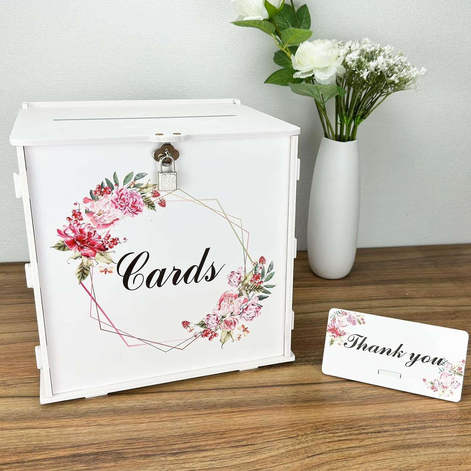White Wedding Card Box with Lock for Events