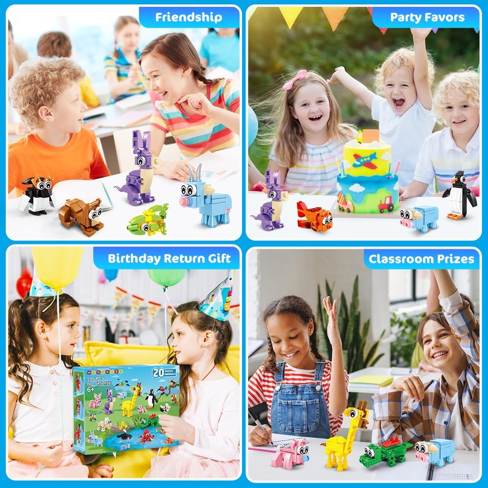 HOGOKIDS 20 Pack Animal Building Blocks Set