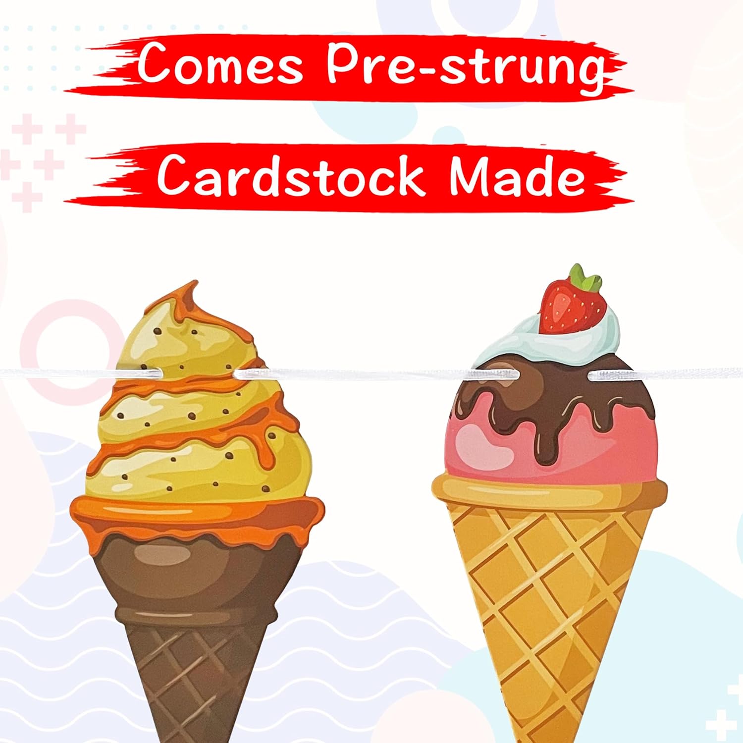 Ice Cream Bar Banner Garland Party Decor