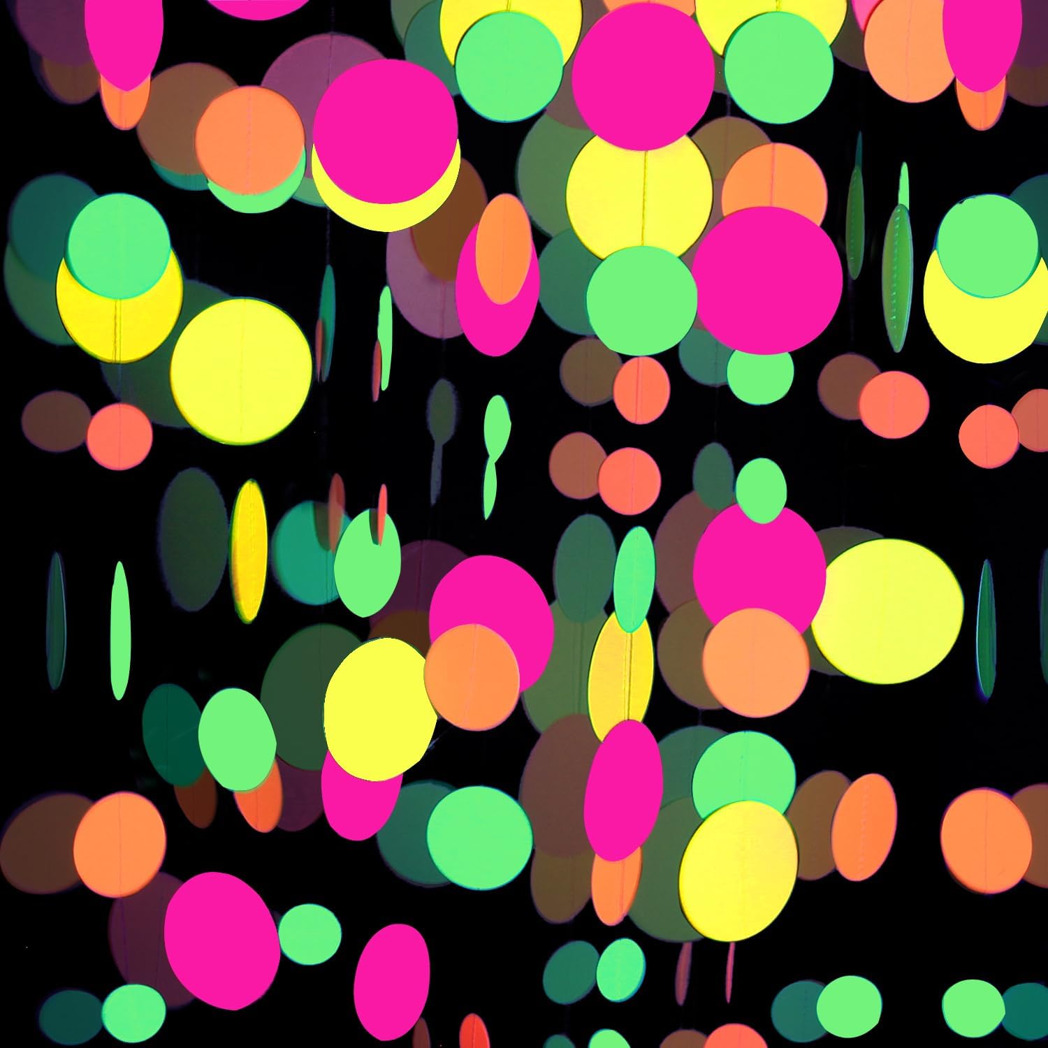115 Feet UV Neon Garland Streamers for Black Light Parties