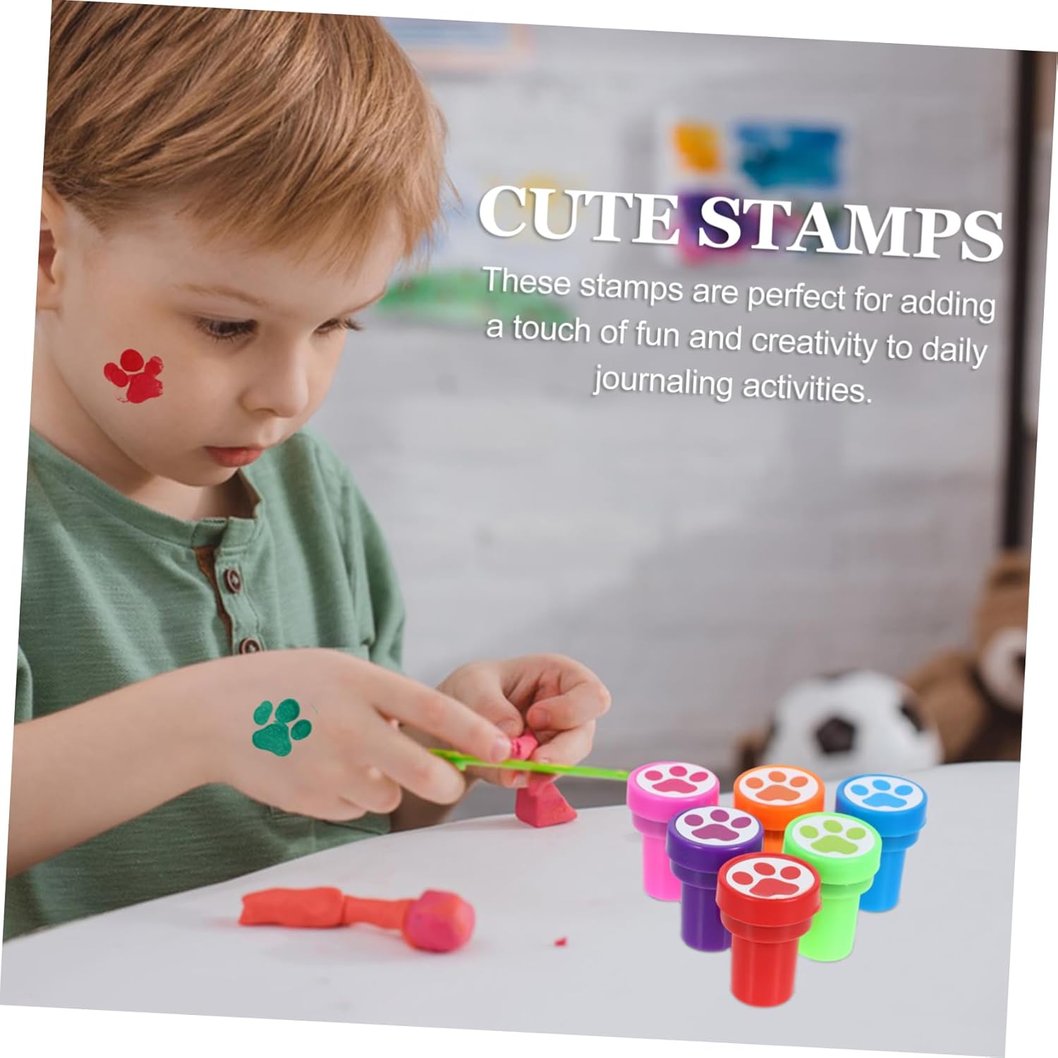 12pcs Paw Print Stamps for Kids Party Favors and Crafts