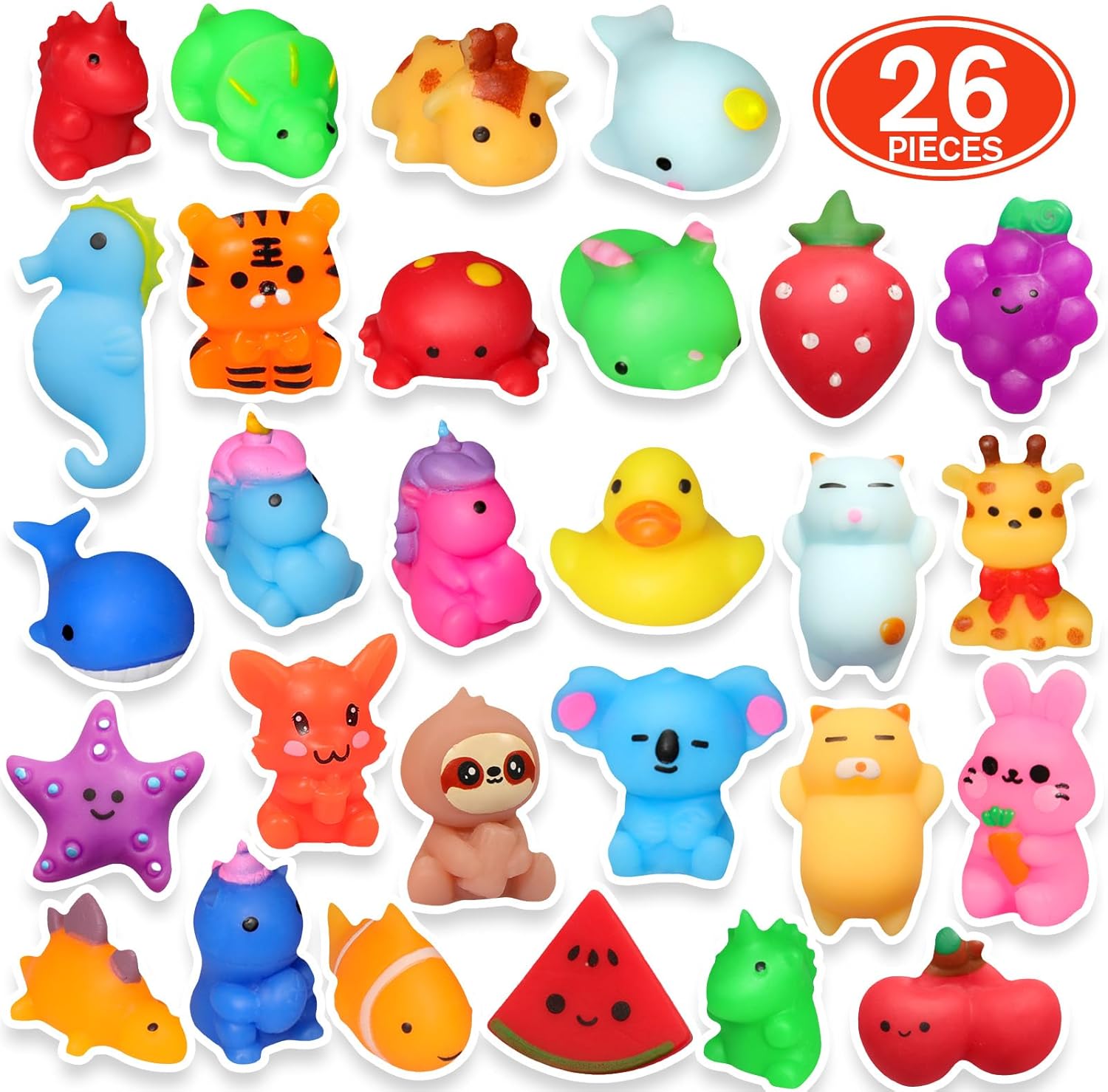 Nobasco 26 Pack Squishie Mochi Toys - Kawaii Cat Stress Relievers