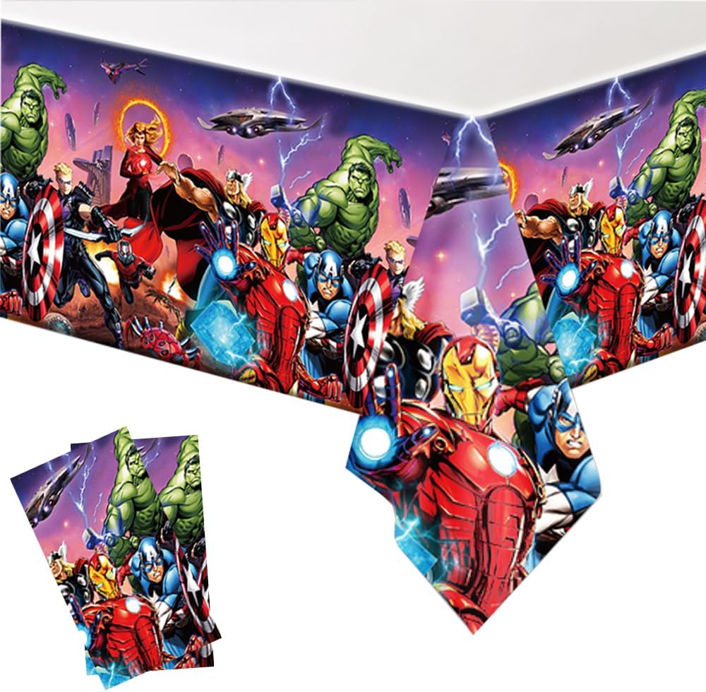 2Pack Super Hero Tablecloth Disposable Tablecover for Birthday Party and Baby Shower