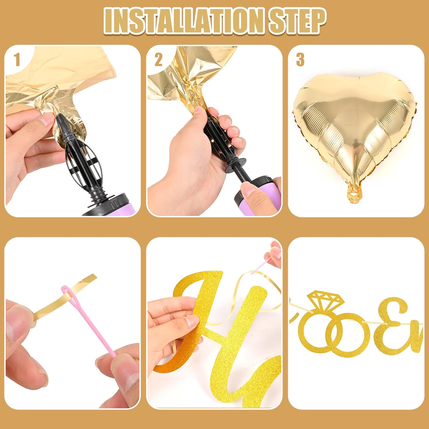 Gold Engagement Congratulations Decor Set
