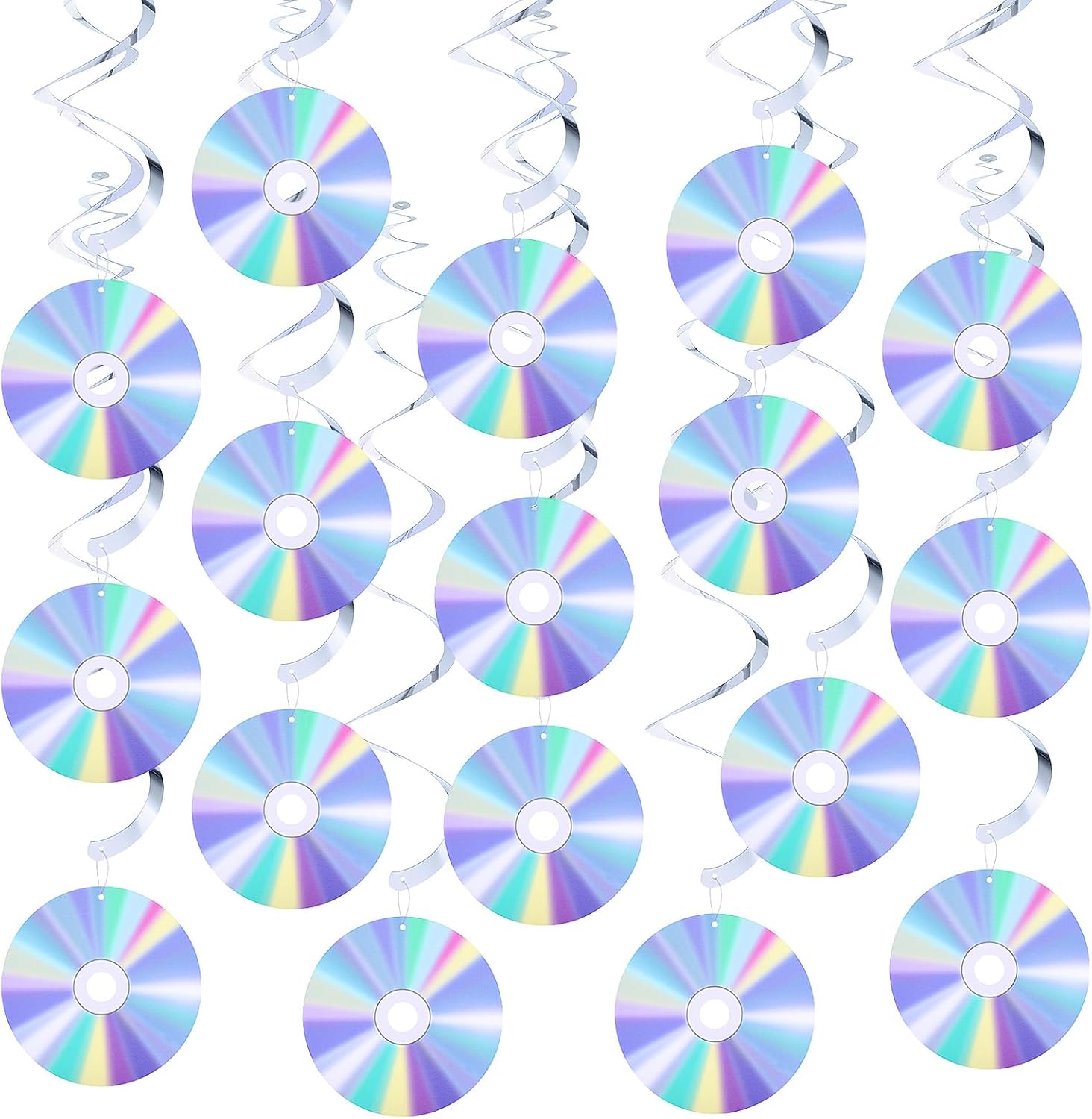 Y2K 90s Retro Party Decorations CD Swirls Hanging Streamers